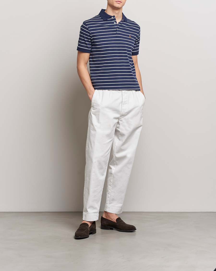 Herre | Polotrøjer | Polo Ralph Lauren | Luxury Pima Cotton Striped Polo Refined Navy/White