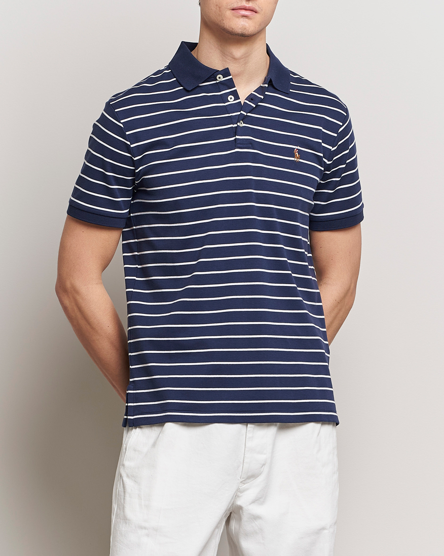 Herre | Kortærmede polotrøjer | Polo Ralph Lauren | Luxury Pima Cotton Striped Polo Refined Navy/White