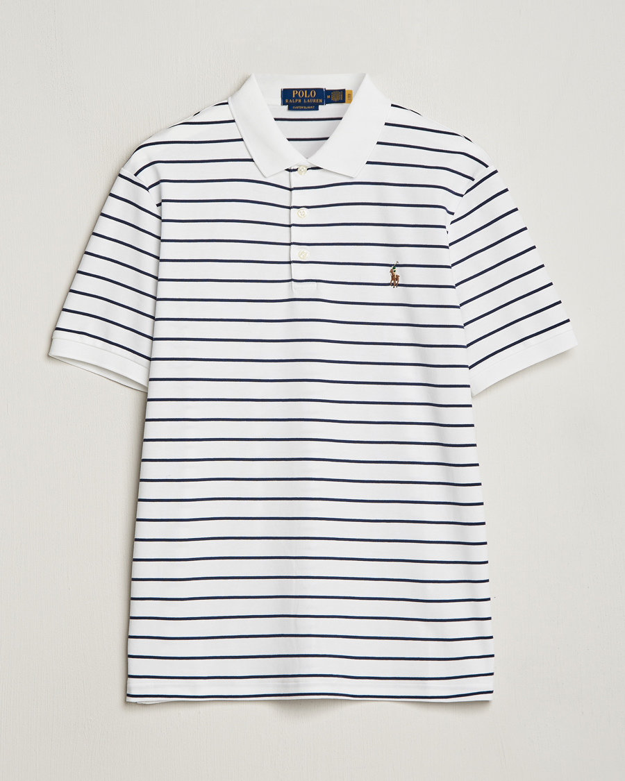 Herre | Polotrøjer | Polo Ralph Lauren | Luxury Pima Cotton Striped Polo White/Refined Navy
