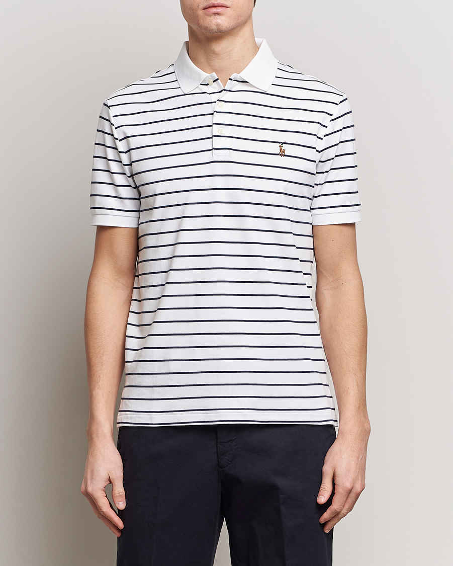 Herre | Afdelinger | Polo Ralph Lauren | Luxury Pima Cotton Striped Polo White/Refined Navy