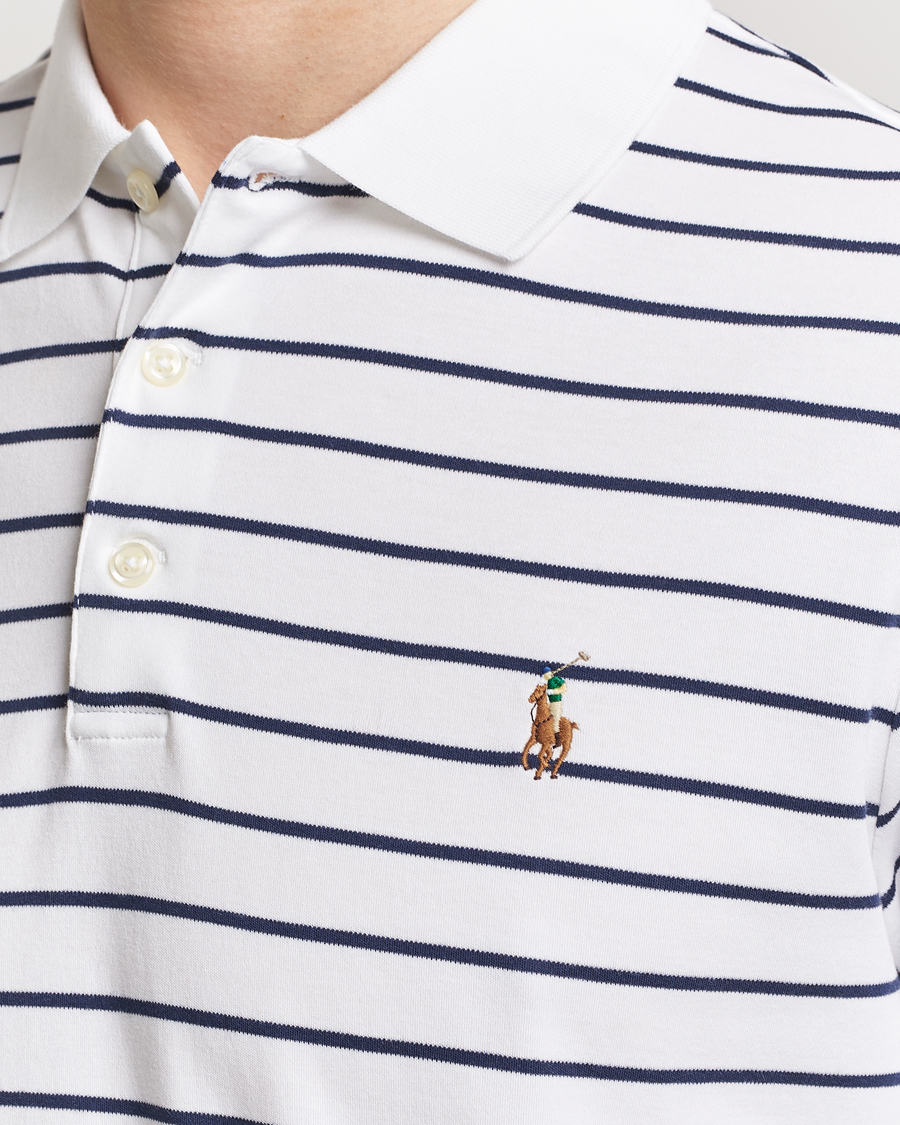 Herre | Polotrøjer | Polo Ralph Lauren | Luxury Pima Cotton Striped Polo White/Refined Navy