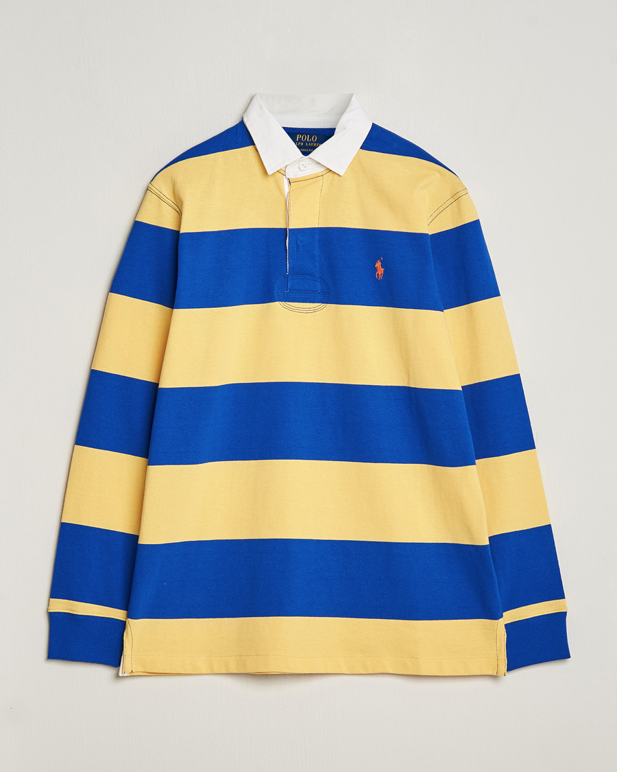 Herre | Trøjer | Polo Ralph Lauren | Jersey Striped Rugger Chrome Yellow/Cruise Royal