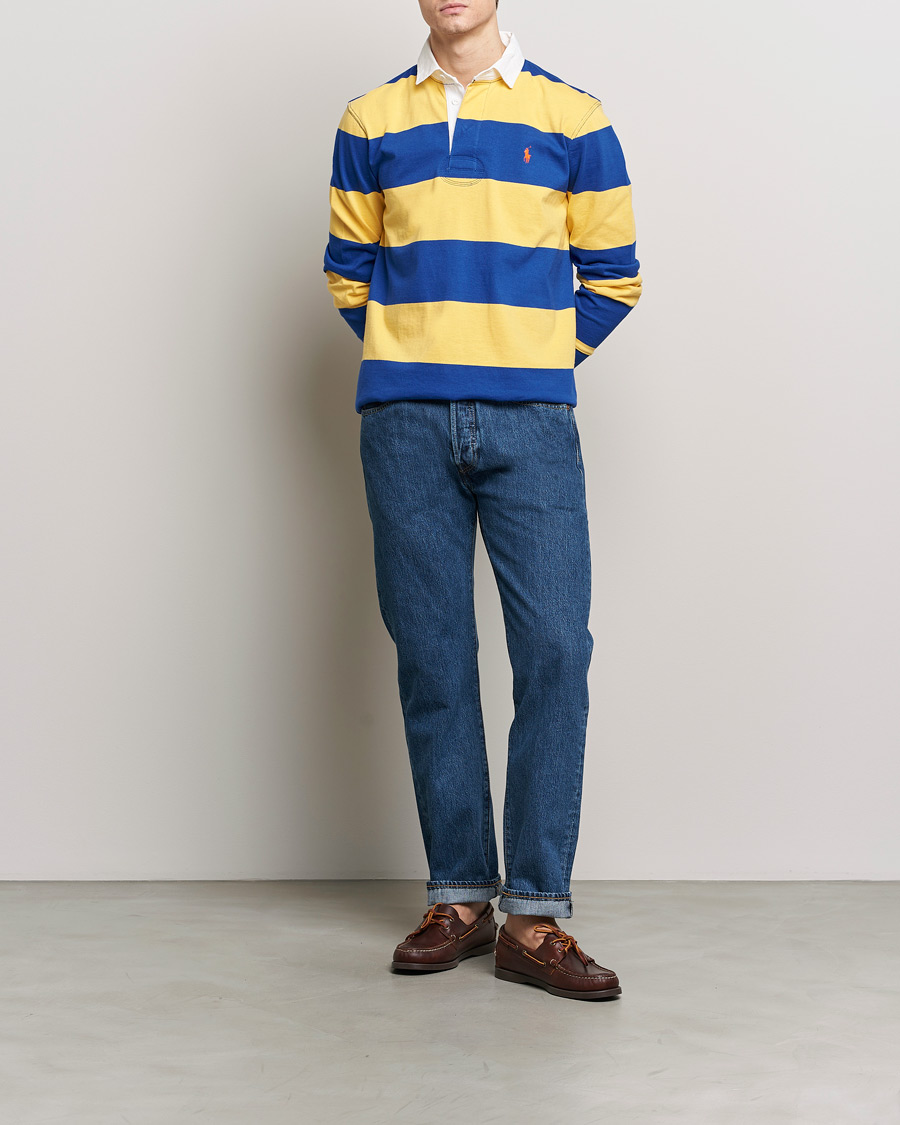 Herre | Trøjer | Polo Ralph Lauren | Jersey Striped Rugger Chrome Yellow/Cruise Royal