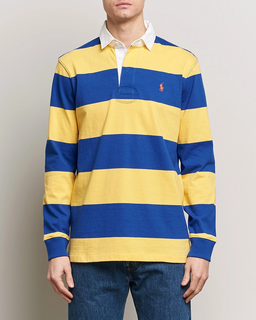 Herre | Rugbytrøjer | Polo Ralph Lauren | Jersey Striped Rugger Chrome Yellow/Cruise Royal