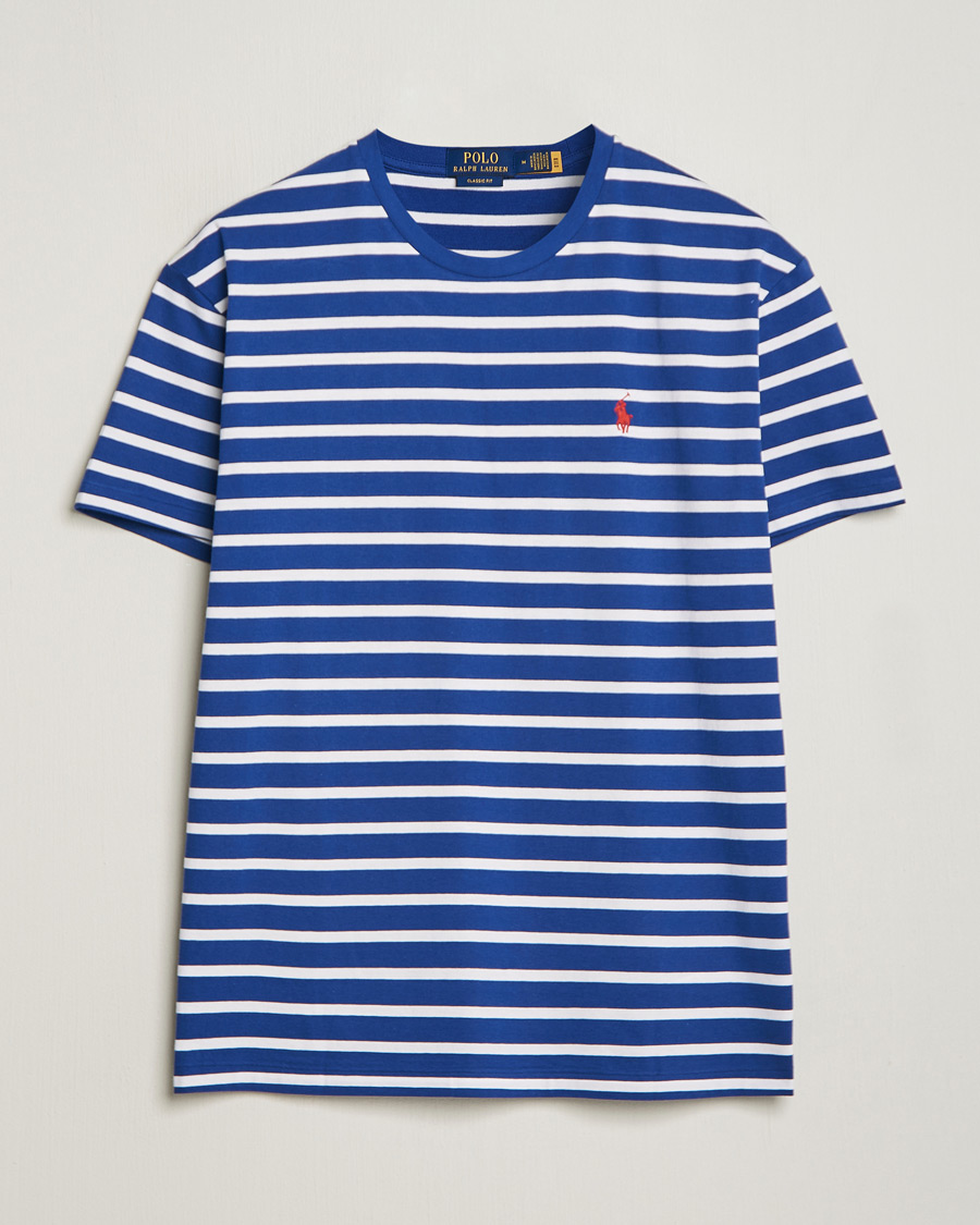 Herre | T-Shirts | Polo Ralph Lauren | Crew Neck Striped T-Shirt Beach Royal/White