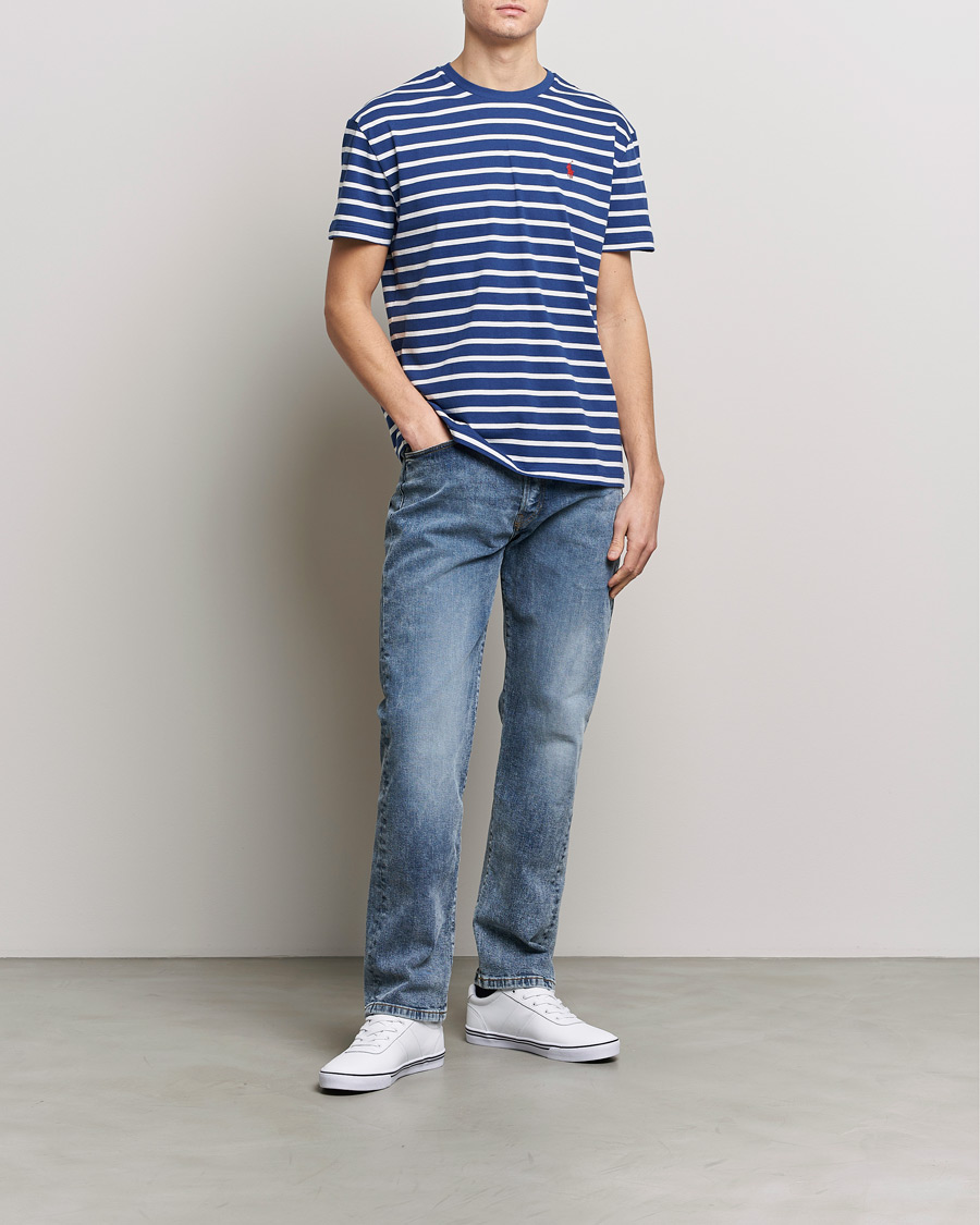 Herre | T-Shirts | Polo Ralph Lauren | Crew Neck Striped T-Shirt Beach Royal/White