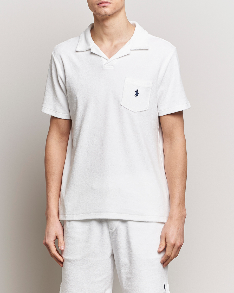 Herre | Kortærmede polotrøjer | Polo Ralph Lauren | Cotton Terry Open Collar Polo White