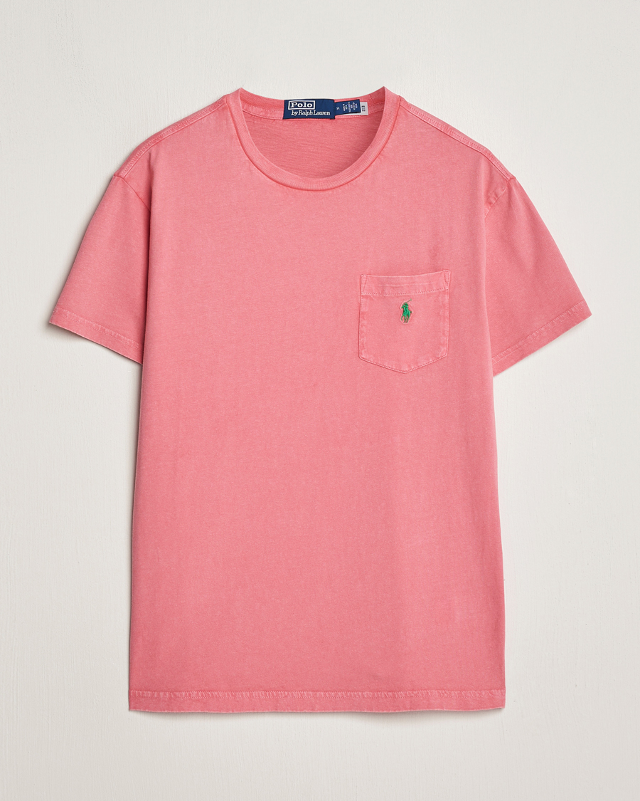 Herre | T-Shirts | Polo Ralph Lauren | Cotton Linen Crew Neck T-Shirt Pale Red