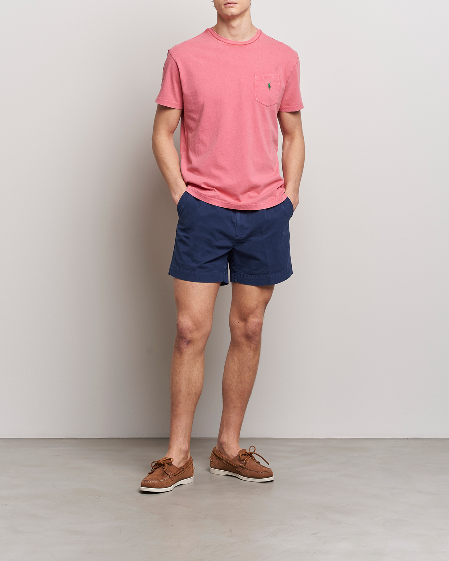 Herre | T-Shirts | Polo Ralph Lauren | Cotton Linen Crew Neck T-Shirt Pale Red
