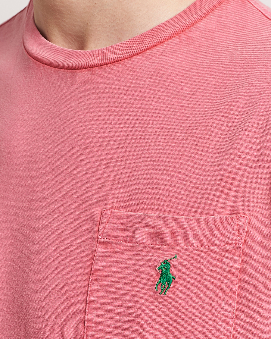 Herre | T-Shirts | Polo Ralph Lauren | Cotton Linen Crew Neck T-Shirt Pale Red