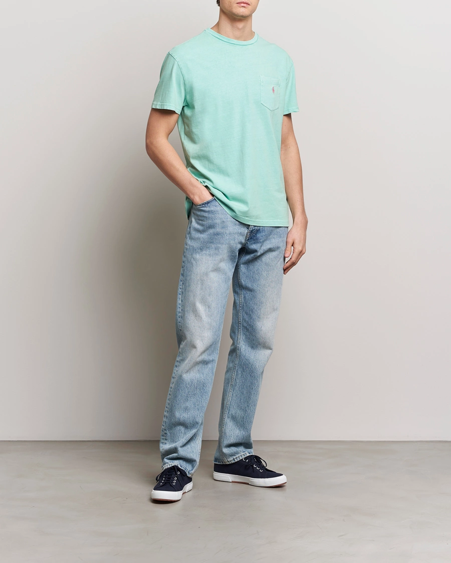 Herre | Kortærmede t-shirts | Polo Ralph Lauren | Cotton Linen Crew Neck T-Shirt Celadon