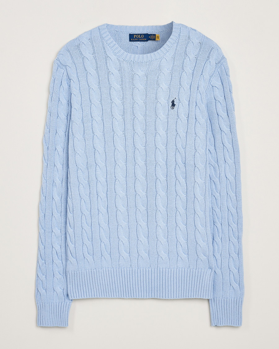 Herre |  | Polo Ralph Lauren | Cotton Cable Pullover Blue Hyacinth