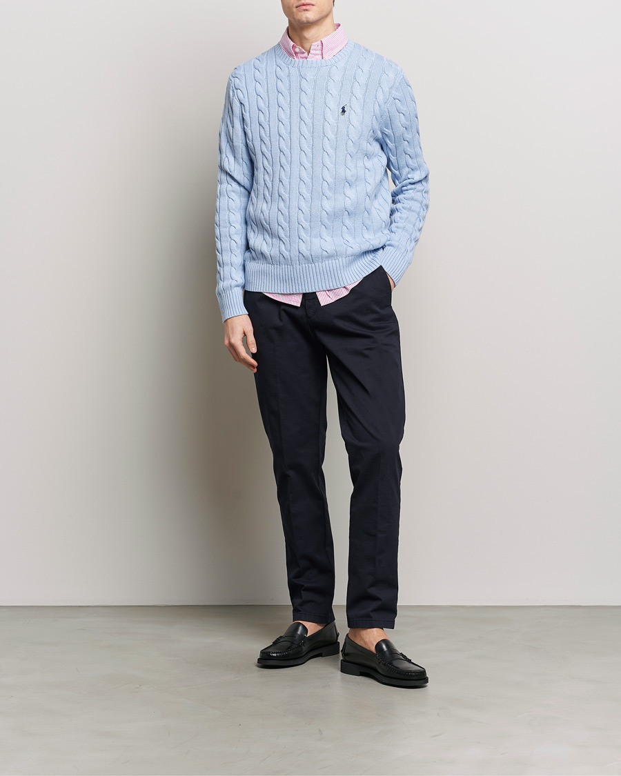 Herre | Trøjer | Polo Ralph Lauren | Cotton Cable Pullover Blue Hyacinth
