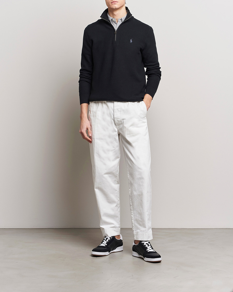 Herre | Trøjer | Polo Ralph Lauren | Textured Half Zip Polo Black