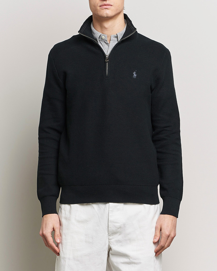 Herre | Trøjer | Polo Ralph Lauren | Textured Half Zip Polo Black