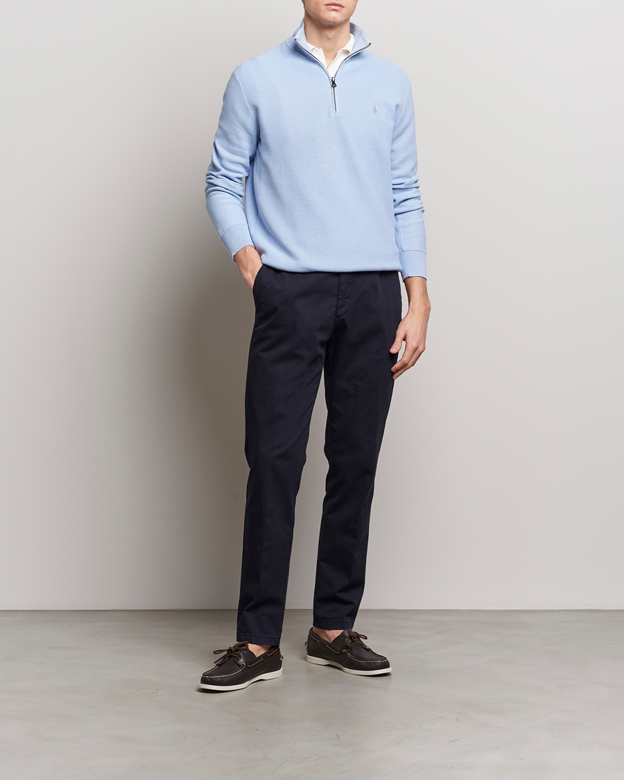 Herre | Trøjer | Polo Ralph Lauren | Textured Half-Zip Blue Hyacinth