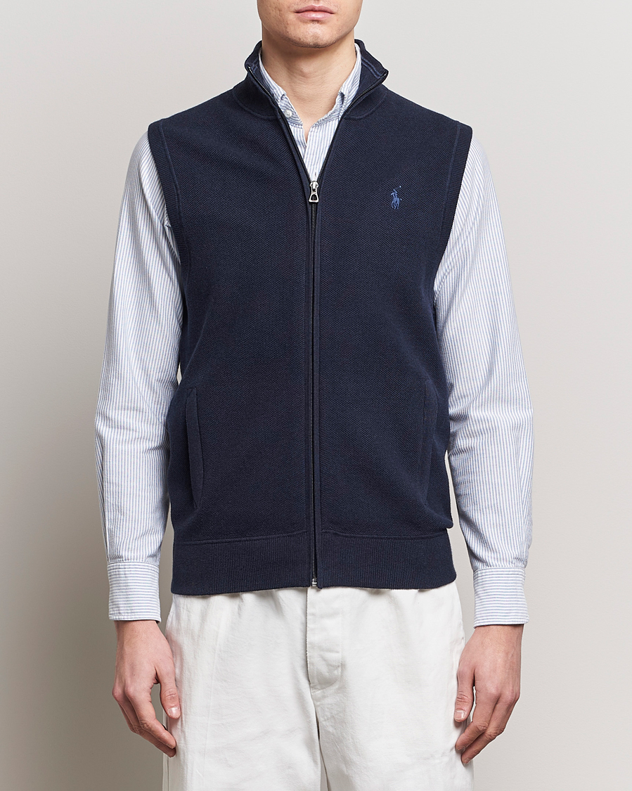 Herre | Slipovers | Polo Ralph Lauren | Cotton Full-Zip Vest Navy Heather