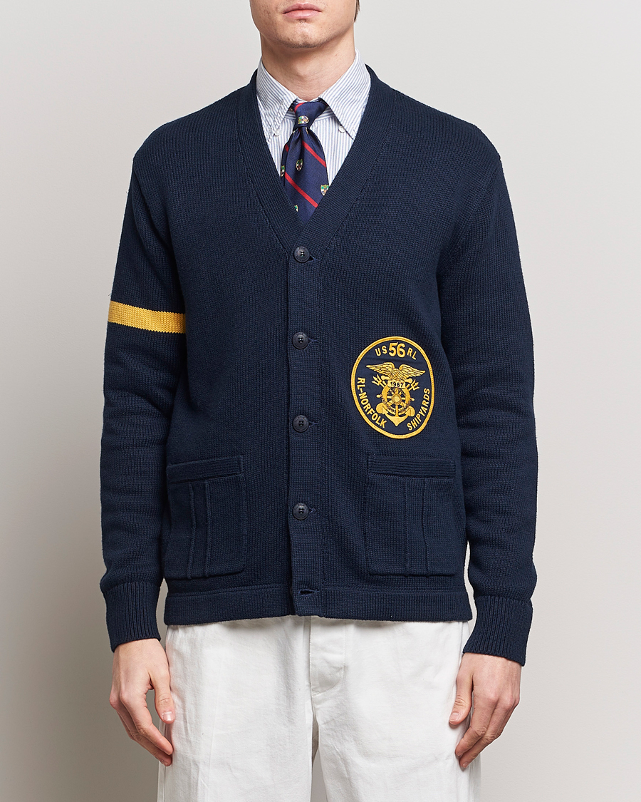 Herre | Udsalg tøj | Polo Ralph Lauren | Cotton Varsity Cardigan Aviator Navy