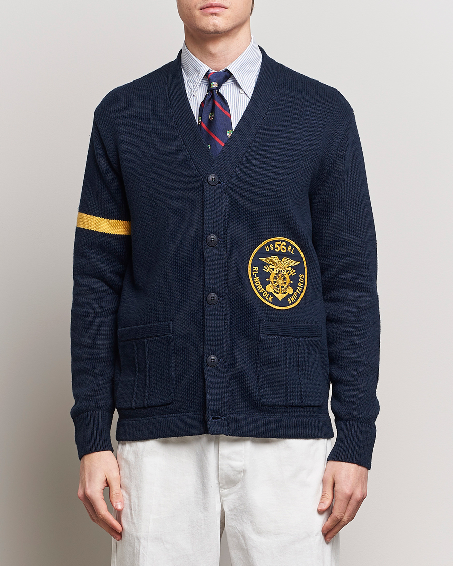 Herre | World of Ralph Lauren | Polo Ralph Lauren | Cotton Varsity Cardigan Aviator Navy