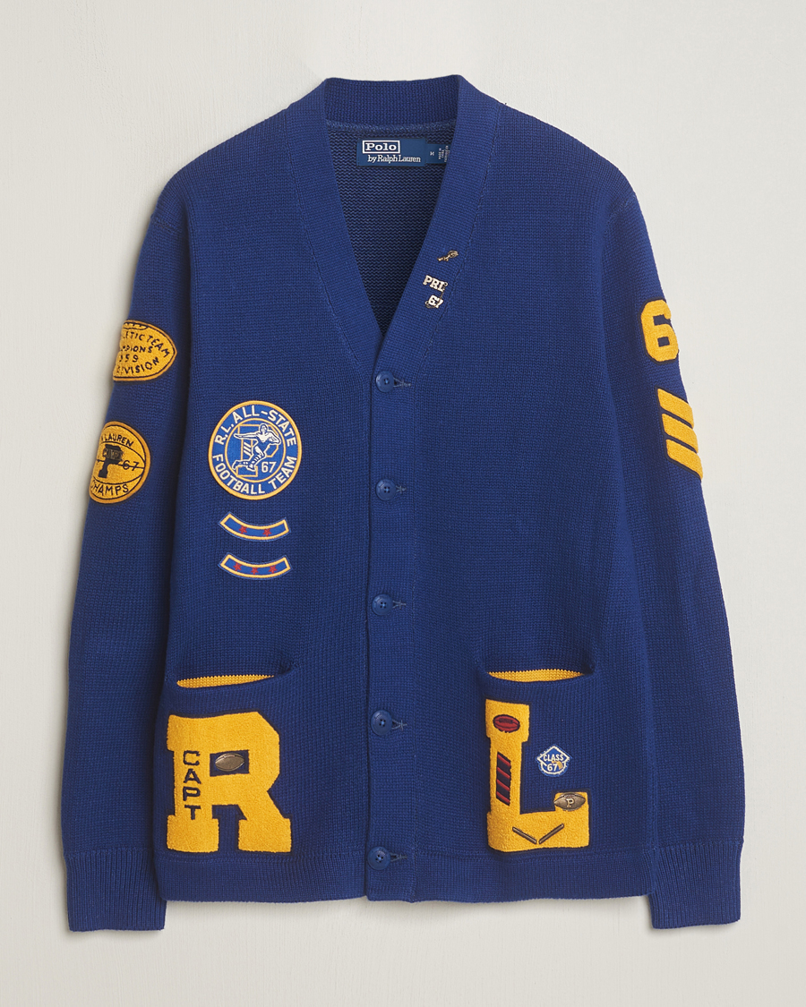 Herre | Trøjer | Polo Ralph Lauren | Cotton Varsity Patch Cardigan Royal Combo