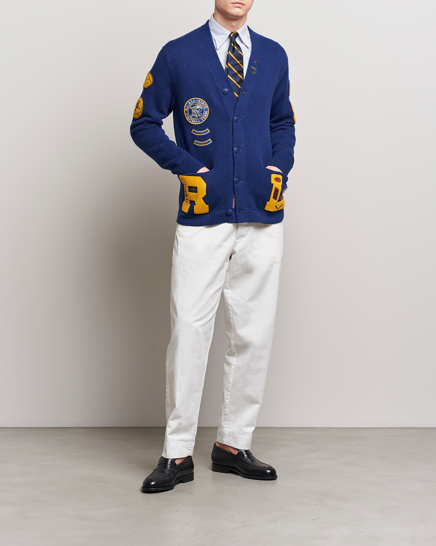 Herre | Trøjer | Polo Ralph Lauren | Cotton Varsity Patch Cardigan Royal Combo