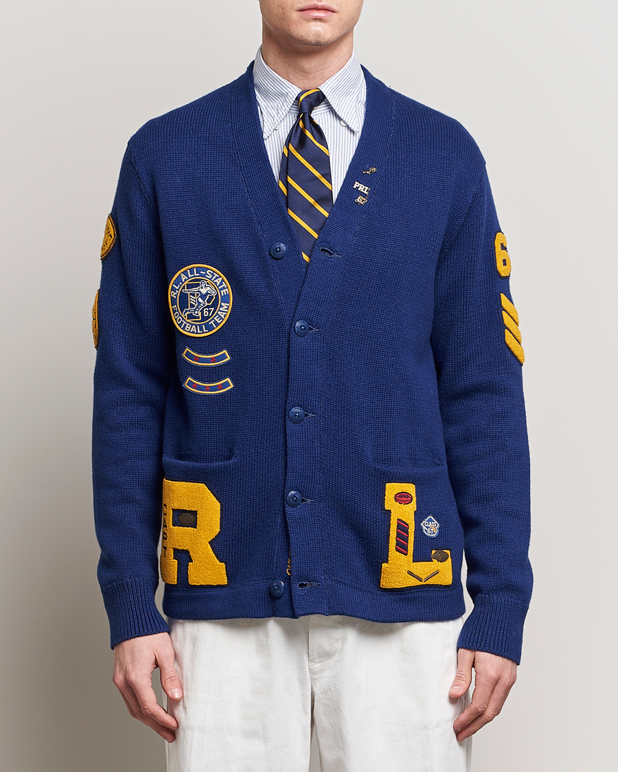 Herre | Udsalg tøj | Polo Ralph Lauren | Cotton Varsity Patch Cardigan Royal Combo