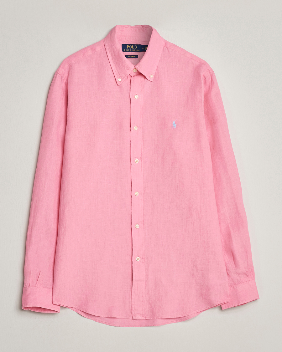 Herre |  | Polo Ralph Lauren | Custom Fit Linen Button Down Florida Pink