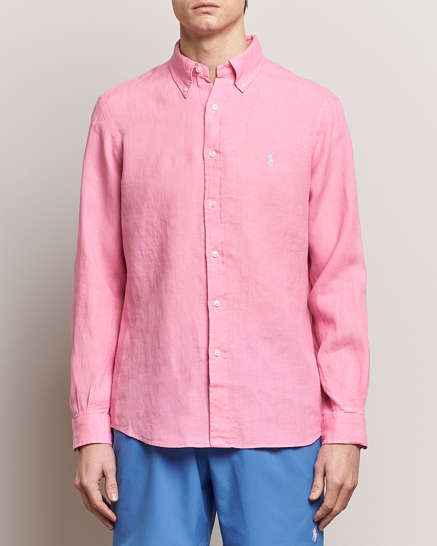 Herre | World of Ralph Lauren | Polo Ralph Lauren | Custom Fit Linen Button Down Florida Pink