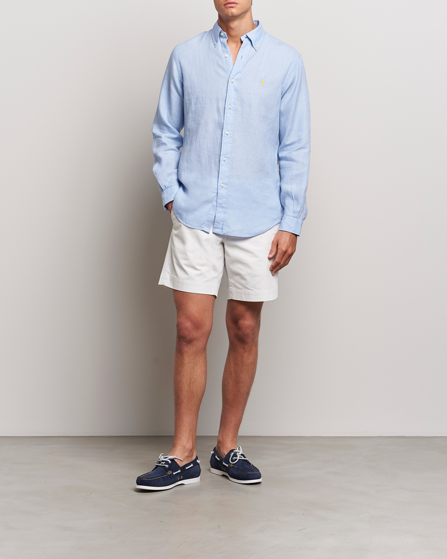Herre | Skjorter | Polo Ralph Lauren | Custom Fit Linen Button Down Blue Hyacinth