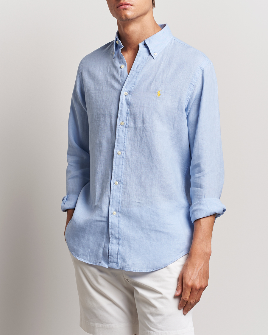 Herre | Skjorter | Polo Ralph Lauren | Custom Fit Linen Button Down Blue Hyacinth