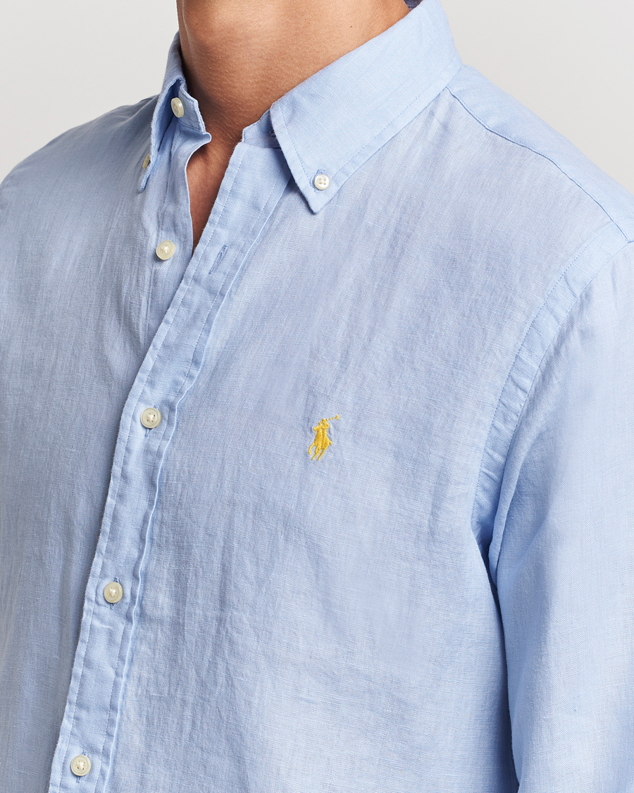 Herre | Skjorter | Polo Ralph Lauren | Custom Fit Linen Button Down Blue Hyacinth