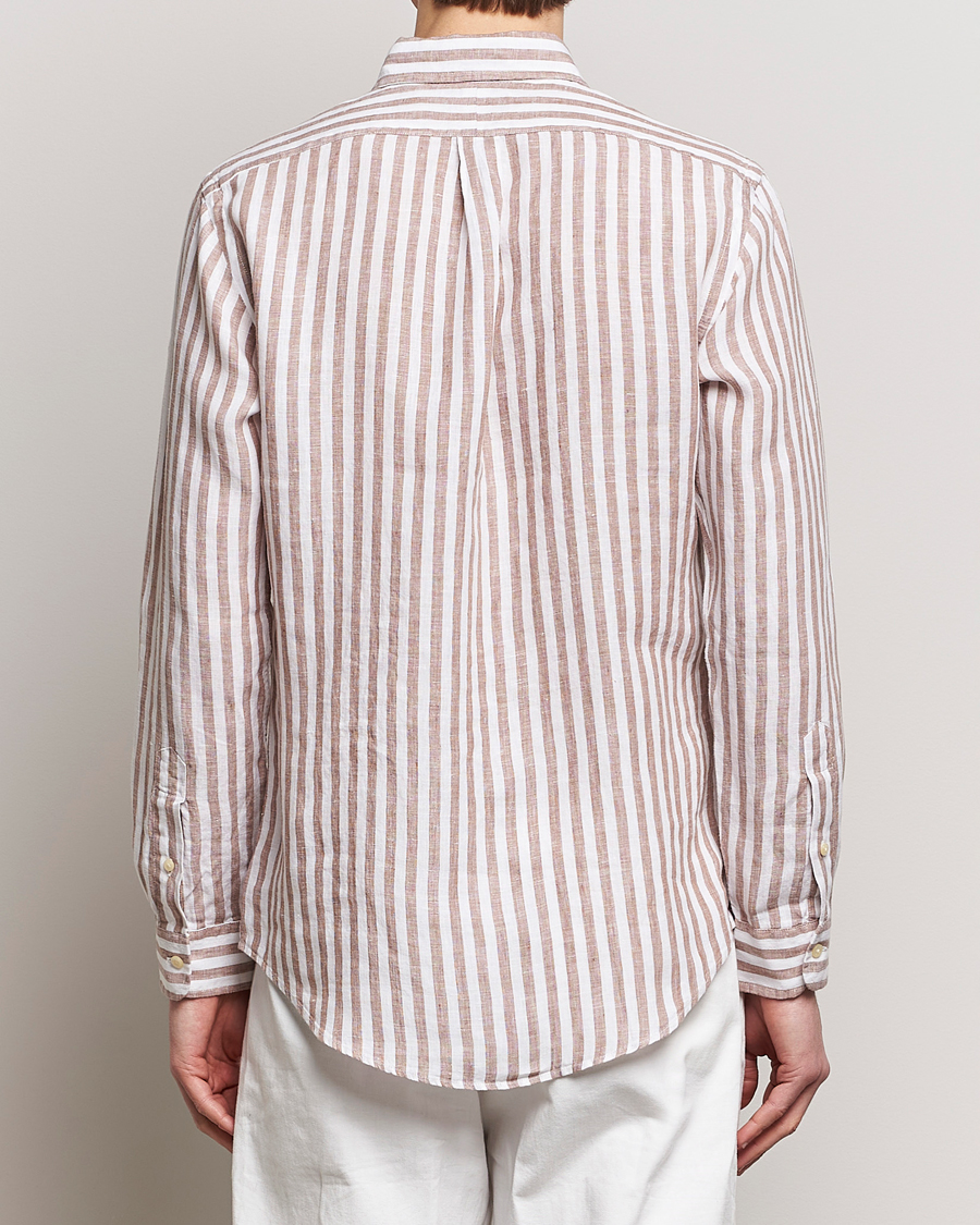 Herre | Skjorter | Polo Ralph Lauren | Custom Fit Striped Linen Shirt Khaki/White