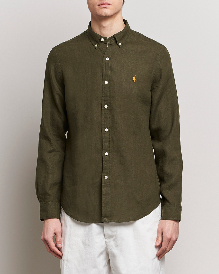 Herre | Hørskjorter | Polo Ralph Lauren | Slim Fit Linen Button Down Shirt Armadillo