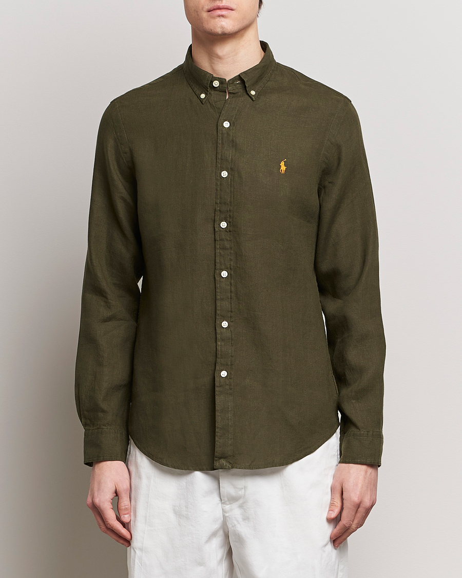 Herr | Avdelningar | Polo Ralph Lauren | Slim Fit Linen Button Down Shirt Armadillo