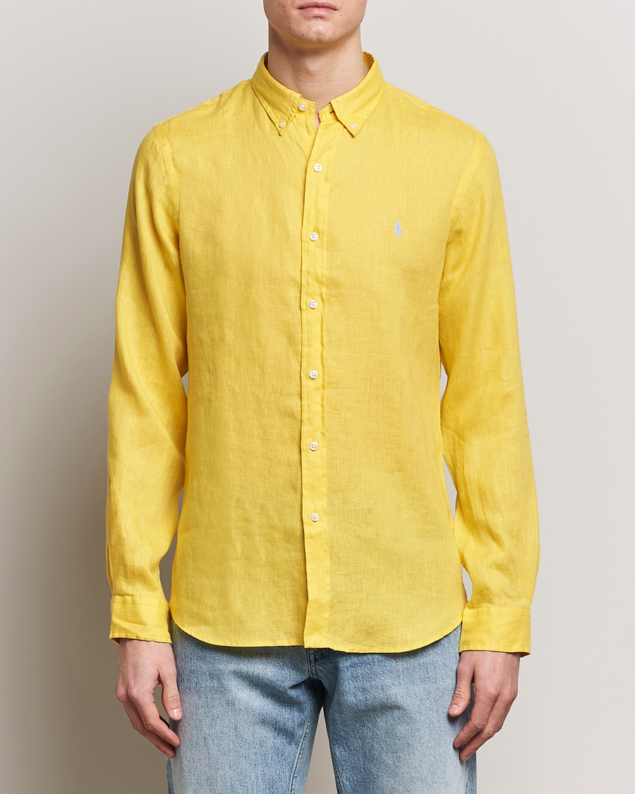 Herre | Hørskjorter | Polo Ralph Lauren | Slim Fit Linen Button Down Shirt Sunfish Yellow