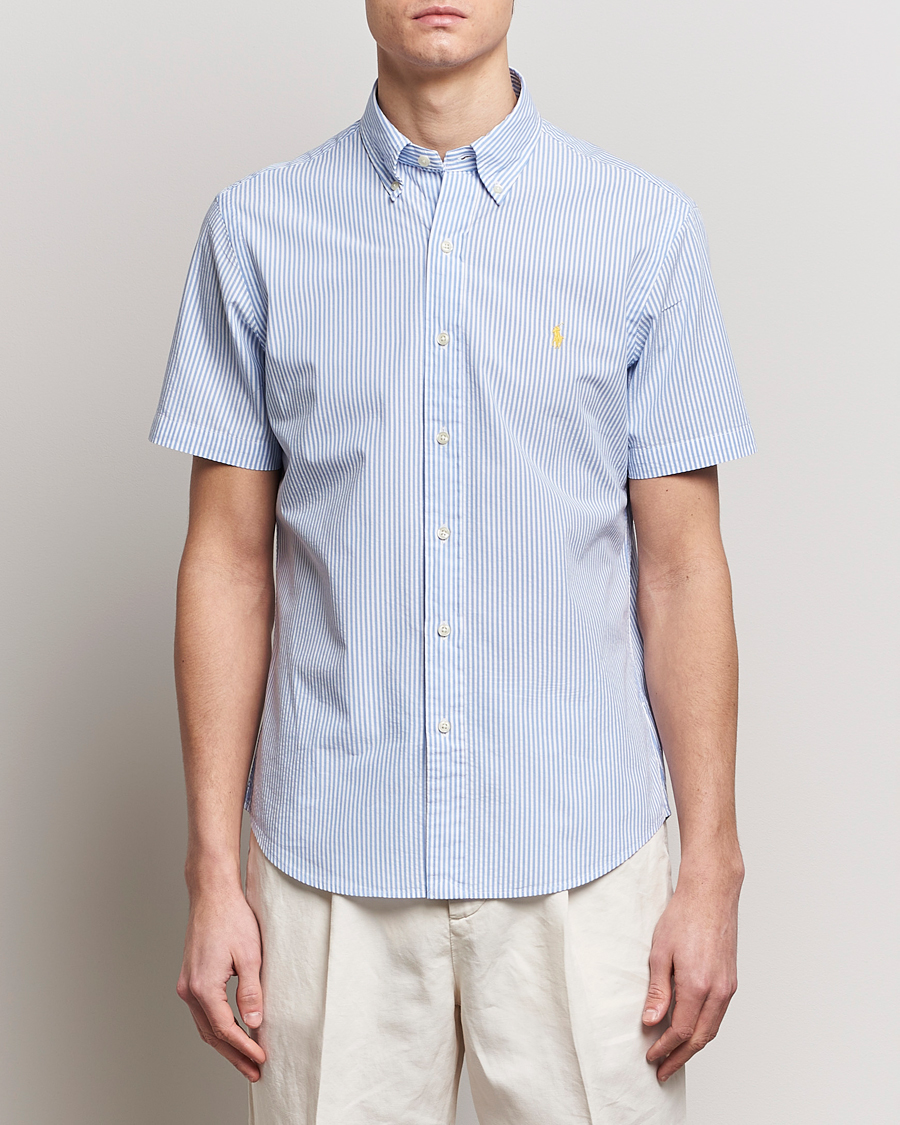 Herre | Sommer | Polo Ralph Lauren | Seersucker Short Sleeve Striped Shirt Blue/White