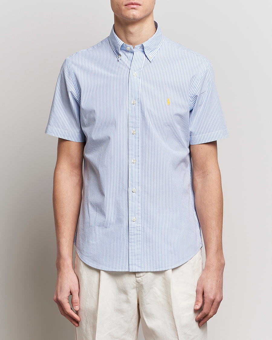 Herre | Kortærmede skjorter | Polo Ralph Lauren | Seersucker Short Sleeve Striped Shirt Blue/White