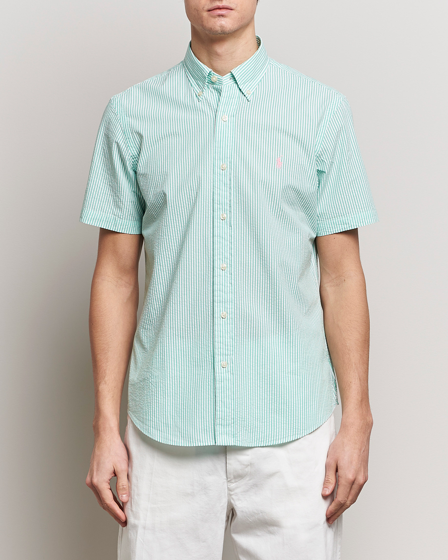 Herre | Kortærmede skjorter | Polo Ralph Lauren | Seersucker Short Sleeve Striped Shirt Green/White