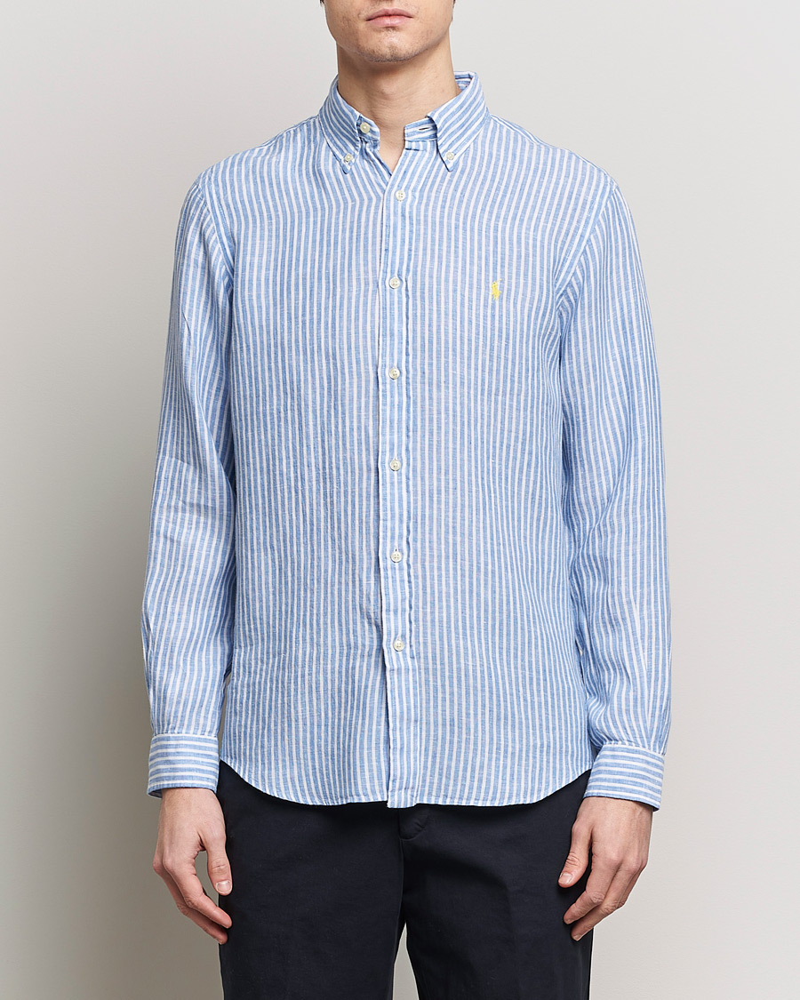 Herre | Casual | Polo Ralph Lauren | Custom Fit Striped Linen Shirt Blue/White