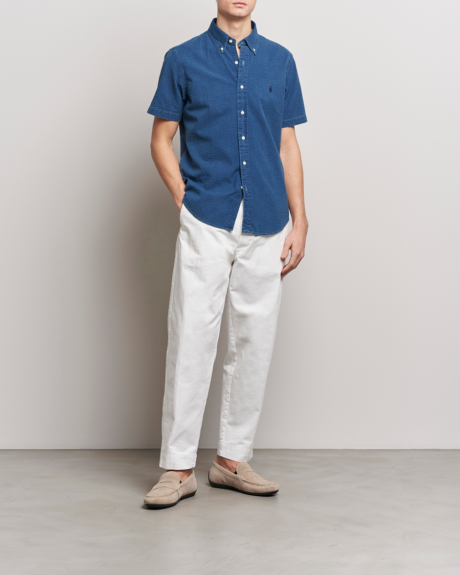 Herre | Skjorter | Polo Ralph Lauren | Seersucker Short Sleeve Shirt Dark Indigo
