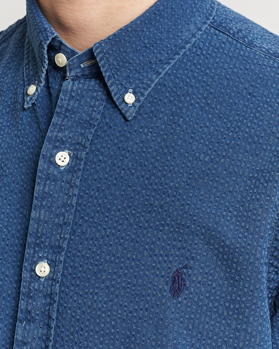 Herre | Skjorter | Polo Ralph Lauren | Seersucker Short Sleeve Shirt Dark Indigo