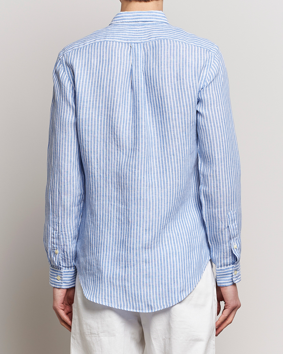Herre | Skjorter | Polo Ralph Lauren | Slim Fit Striped Button Down Linen Shirt Blue/White