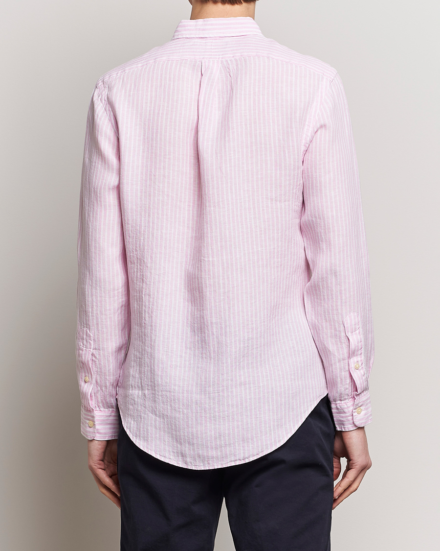 Herre | Skjorter | Polo Ralph Lauren | Slim Fit Striped Button Down Linen Shirt Pink/White