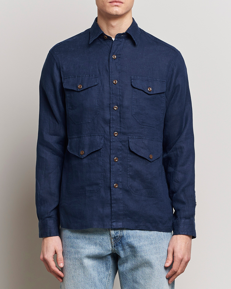 Herre | Shirt Jackets | Polo Ralph Lauren | Linen Overshirt Newport Navy