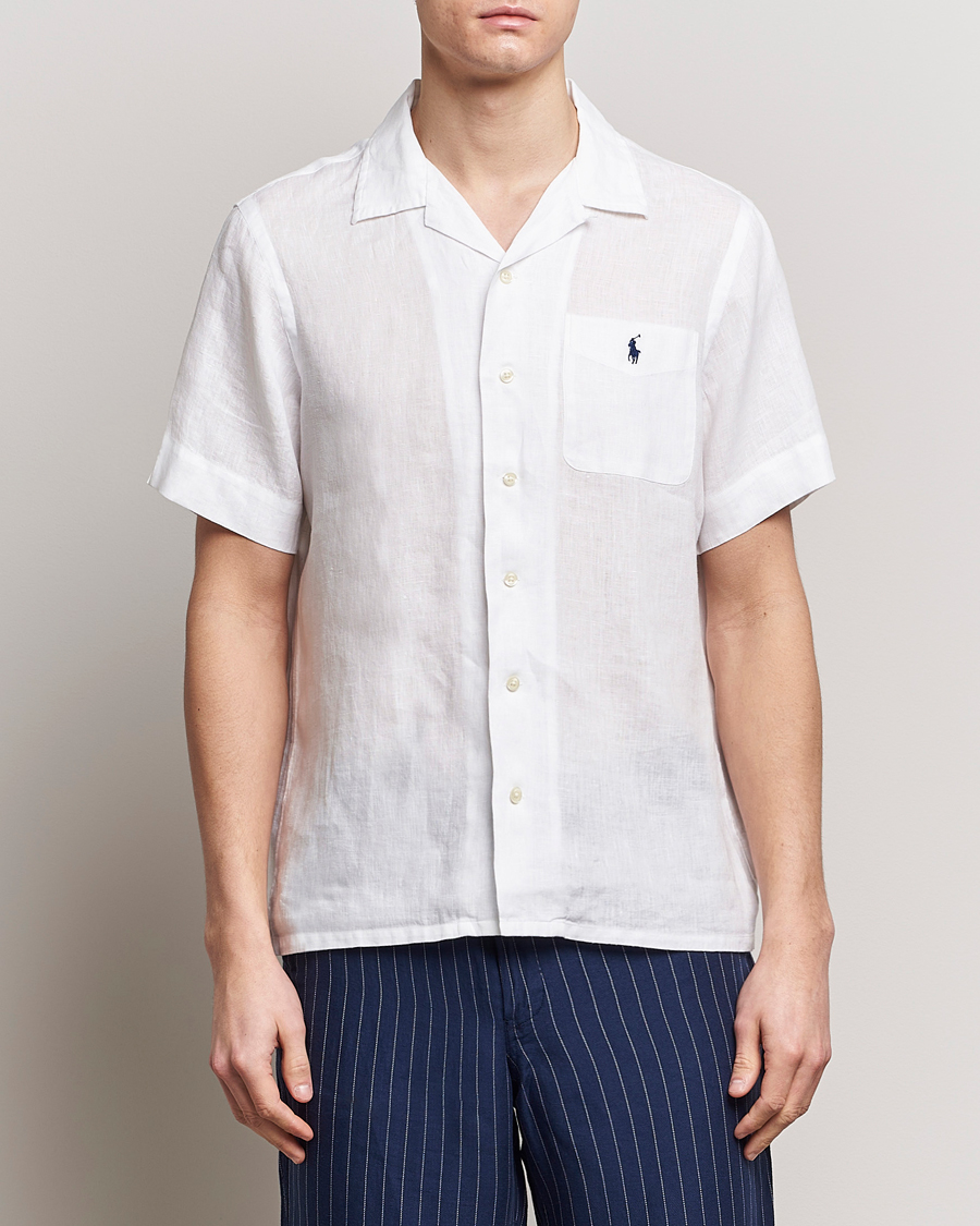 Herr | Preppy Authentic | Polo Ralph Lauren | Linen Pocket Short Sleeve Shirt White