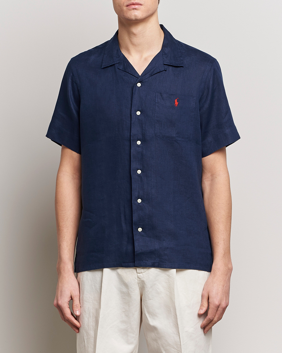 Herre | Only Polo | Polo Ralph Lauren | Linen Pocket Short Sleeve Shirt Newport Navy