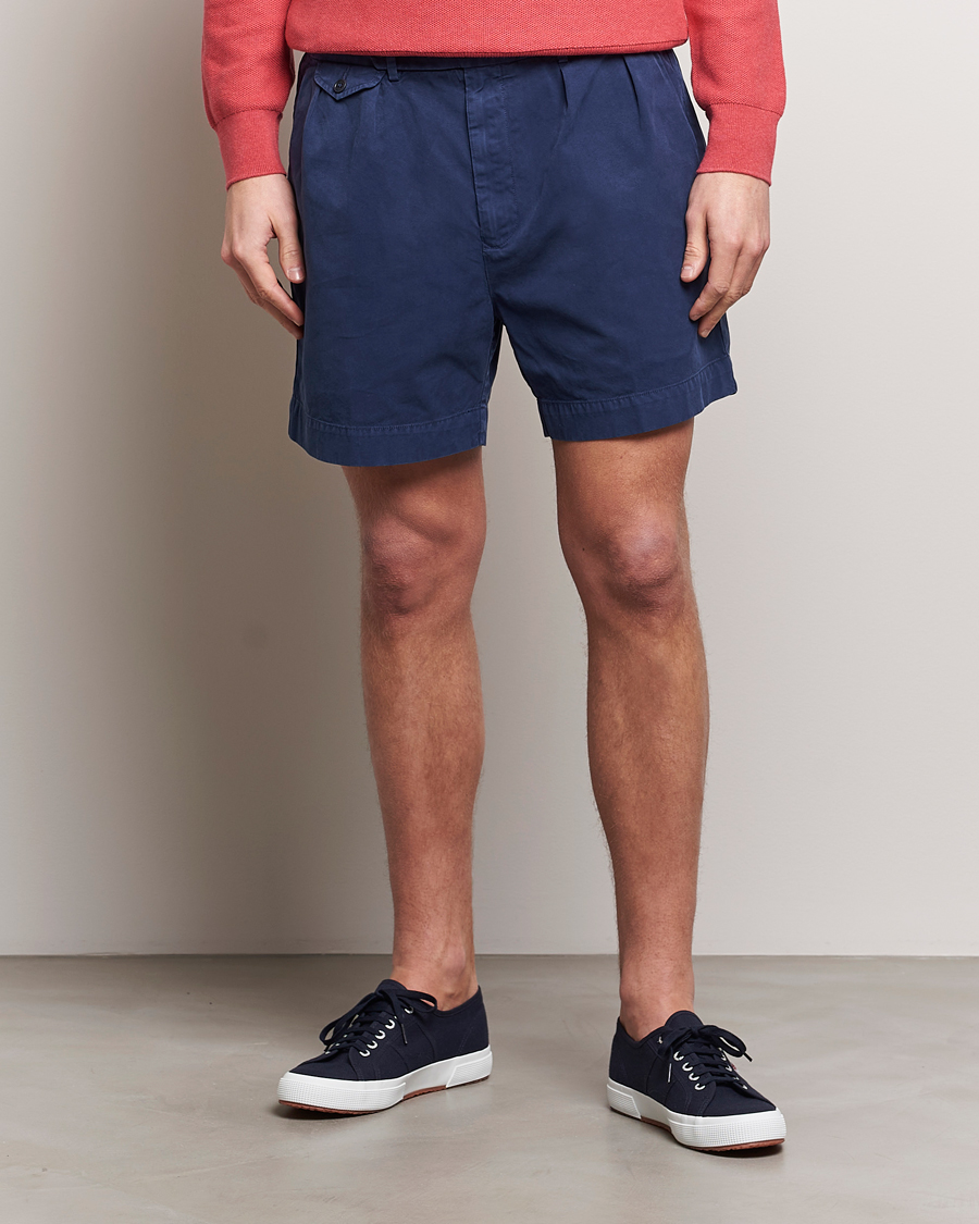 Herre | Only Polo | Polo Ralph Lauren | Pleated Featherweight Twill Shorts Newport Navy