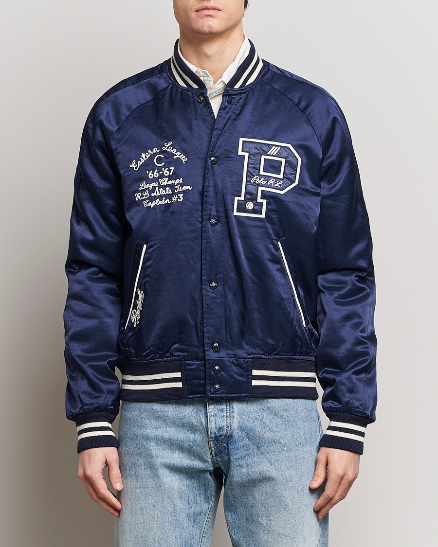 Herre | Bomberjakker | Polo Ralph Lauren | Varsity Bomber Satin Jacket Aviator Navy