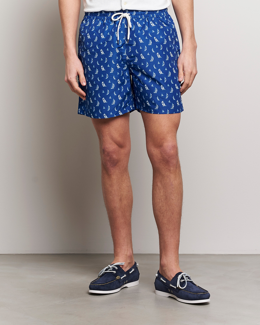 Herre | Badebukser med snøre | Polo Ralph Lauren | Recycled Traveler Printed Swimshorts Blue Sail