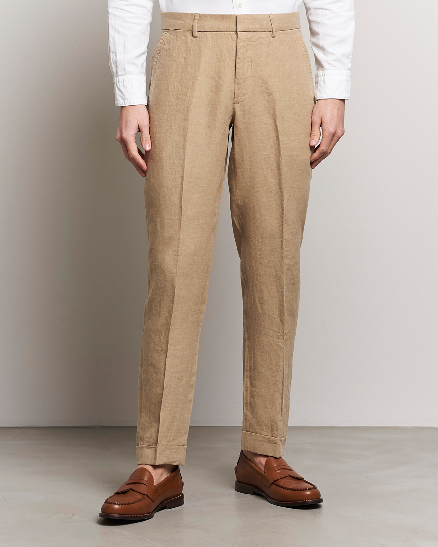 Herr | Byxor | Polo Ralph Lauren | Linen Pleated Trousers Coastal Beige